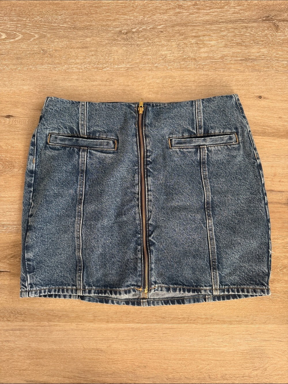 Old Navy Blue Denim Zip-Front Mini Skirt
